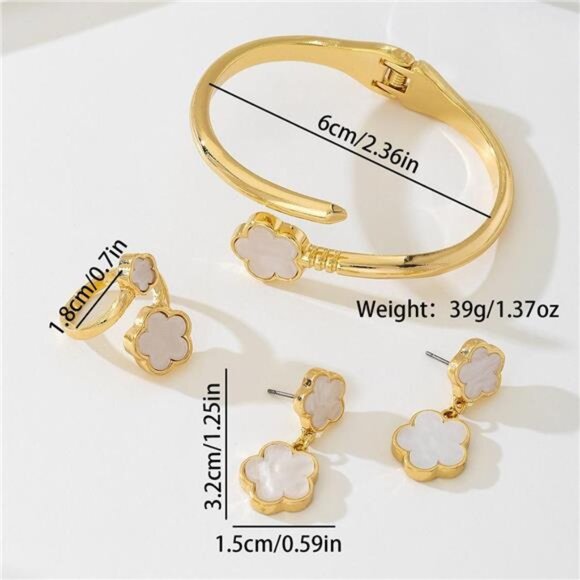 18K Gold-Plated Flower Jewelry Set - Picture 6 of 6